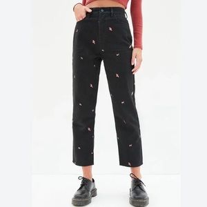 Pac-sun High Rise Straight black floral denim size: 26